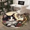 1pc Anime Design Round Carpet Office Chair Mat, Non Slip Rug for Home Decor, Gift, Office, Living Room, Bedroom
