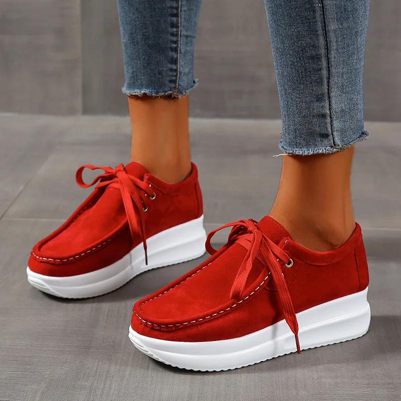 Fashion Autumn Sneakers Women Running Shoes Outdoor Breathable Light Lace-up Shoes Woman Thick Bottom Casual Shoe Large Size 35~43