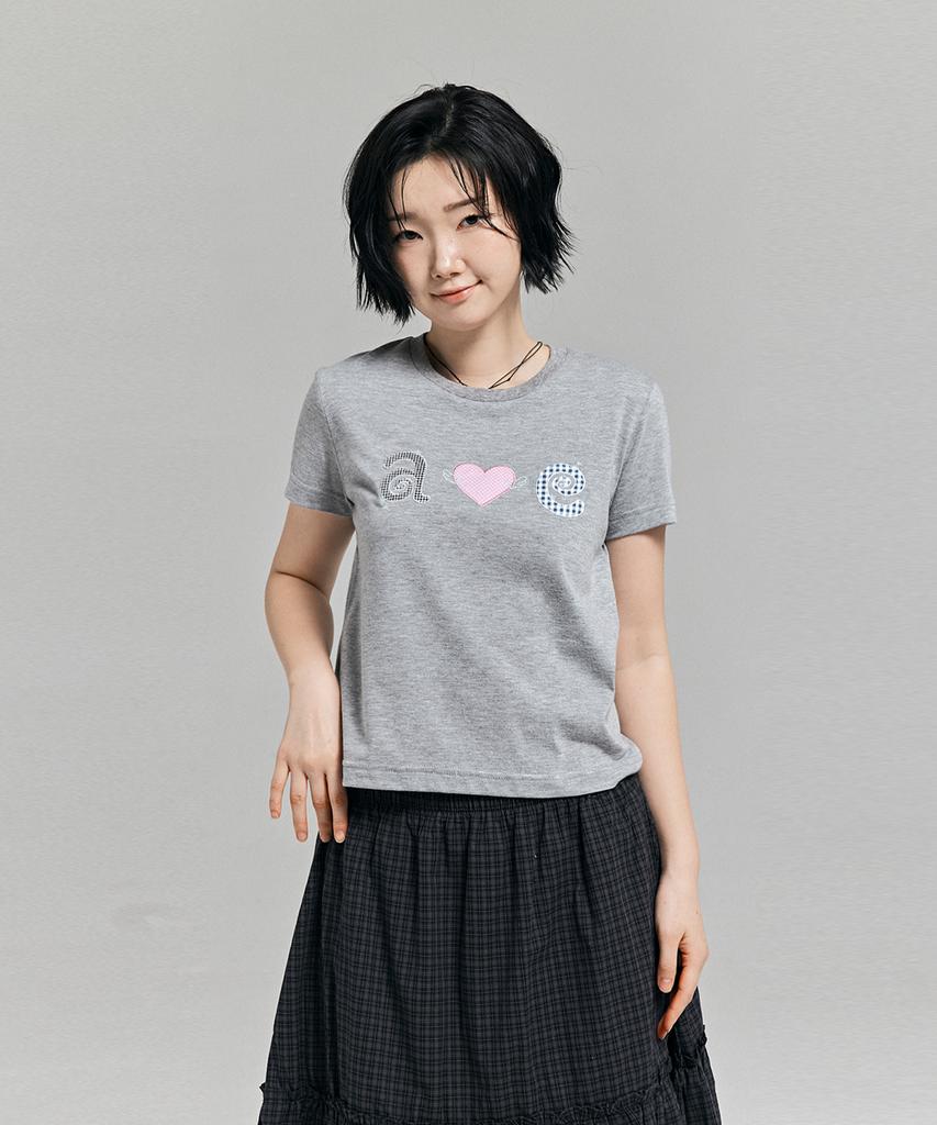 AWESOME STUDIO Kitsch Patchwork T-Shirt Melange Gray