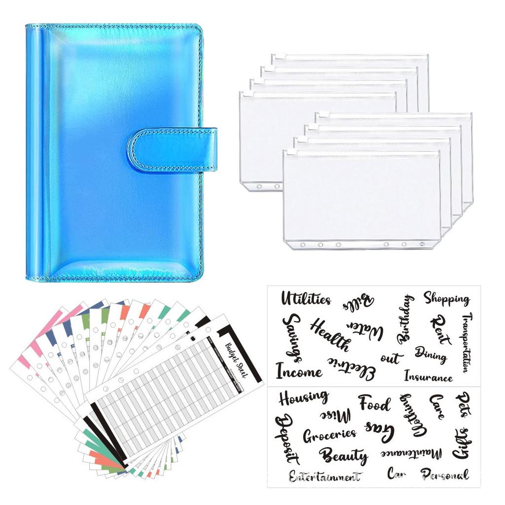 In Stock Cross-border Foreign Trade A6 Colorful Macaron PU Notebook Laser Cash Budget Gift with Price