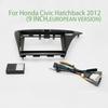 9 Inch For Honda Civic Hatchback 2012 Car Frame Fascia Adapter Canbus Box Android Radio Dash Fitting Panel Kit