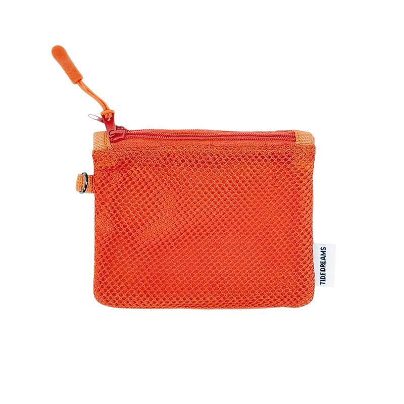 Korean Style Double-Layer Recycled Polyester Mesh Zipper Pouch for Lipstick, Coins, and Sundries