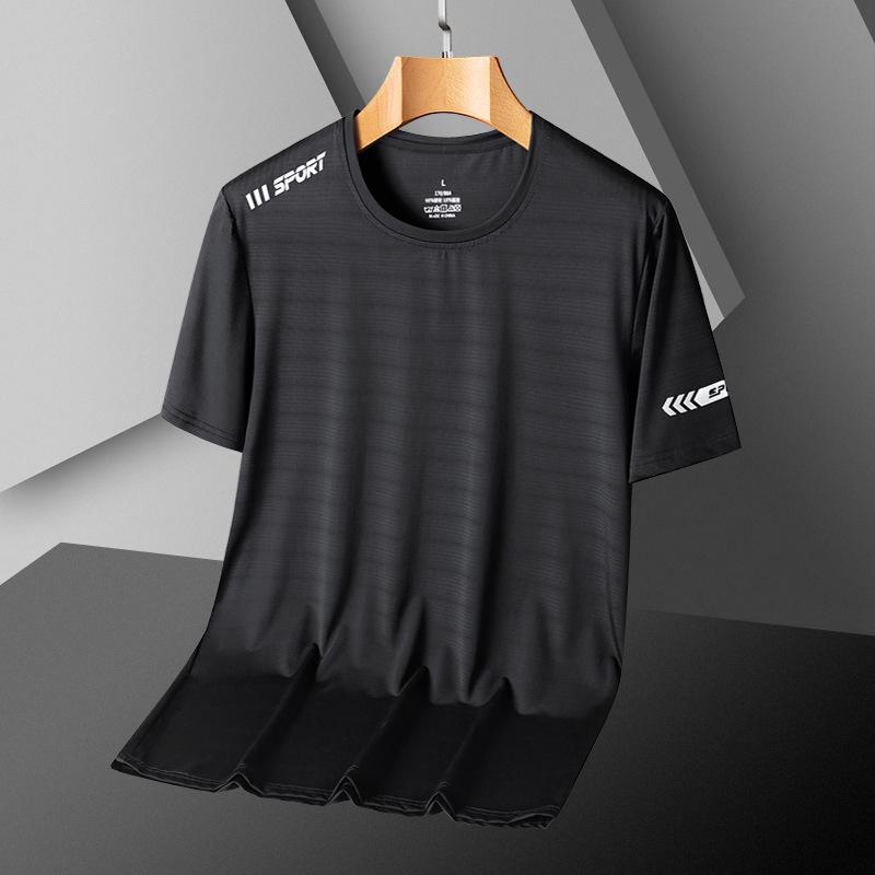 Ledové hedvábné cool tričko s krátkým rukávem Pánské tričko s polovičními rukávy větší velikosti Fitness tričko Top