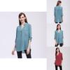 Blusas de Chiffon Estilosas Para Mulheres Camisas de Corte Amplo com Decote em V e Mangas Longas Perfeitas Para o Escritório e Uso Casual na Primavera