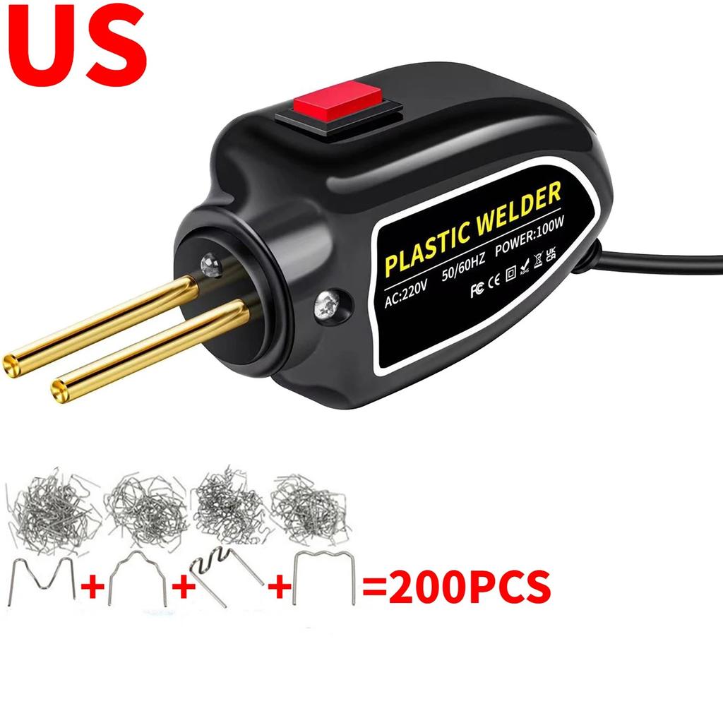 Plastic Welder 100W Heat Gun 200pcs Hot Staplers Plastic Welding Machine Bumper Soldering Iron Staples Car Repair Tools Kit