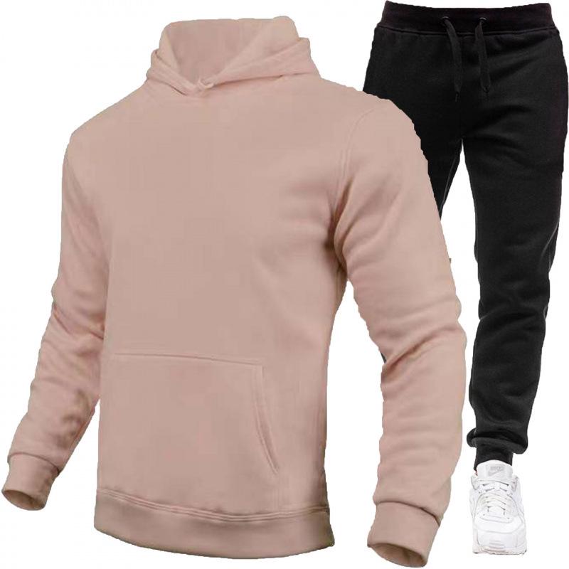 Men's Fashion Fleece Hoodie Sports Set