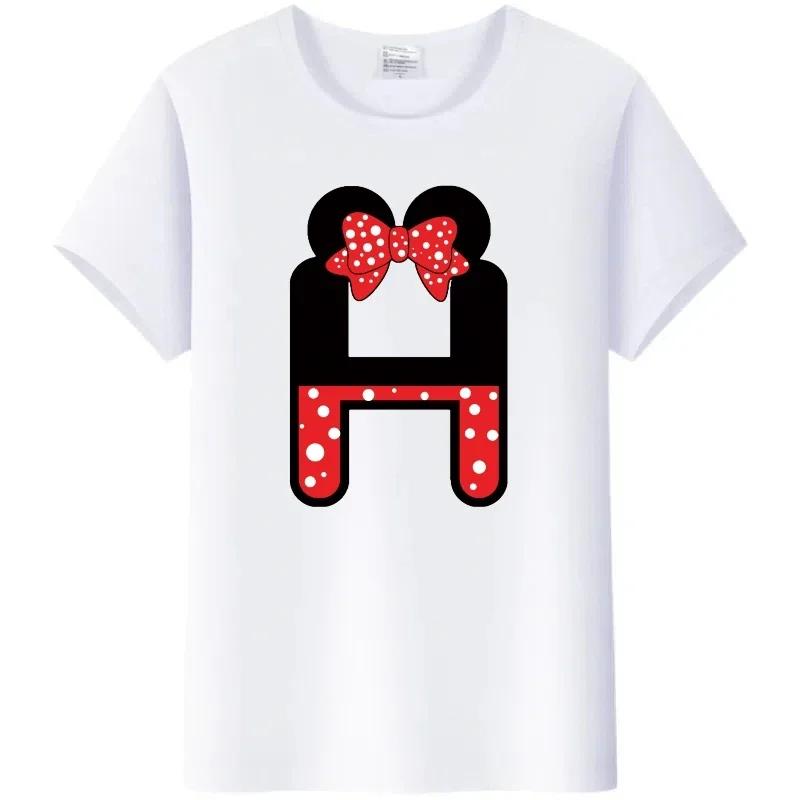 Fashion Blouses Letters Cartoon Mickey Mouse Minnie Printed Family T-Shirts Tshirt Harajuku 90S Top Gift Unisex