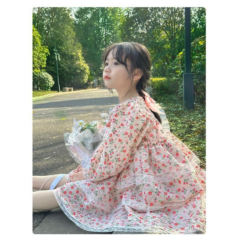 Kids Girls Long Sleeve Lolita Princess Puffy Casual Children Dress