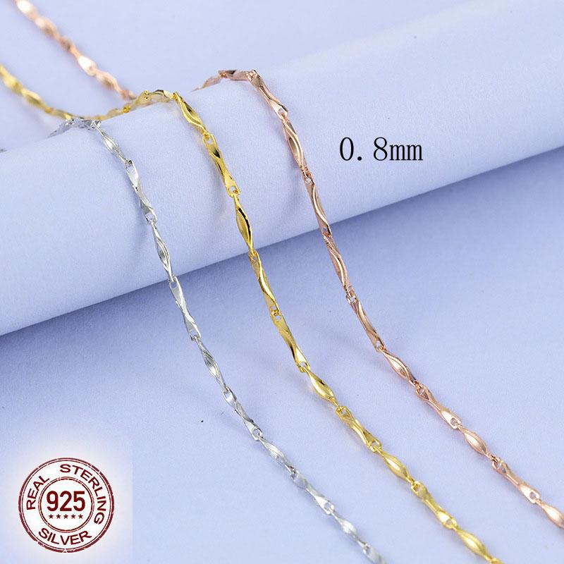 1pcs Genuine 925 Silver Singapore Box Snake Chain Necklace for Woman 40+5/40/45cm Basic Chain fit Pendant DIY Jewelry