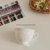 European Style French White Ceramic Coffee Cup and Saucer Set for Afternoon Tea