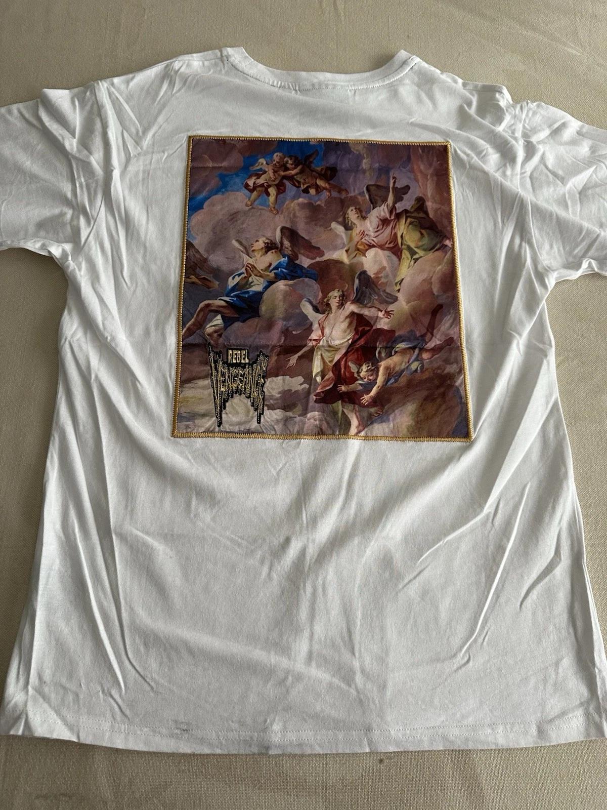 Renaissance-style Graphic Print, Angels, Cherubs, Cloud 100% Cotton T-shirt Mens Tees Top M