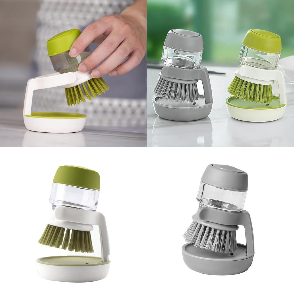 Household Dish And Pot Brush With Builtin Liquid Injector For Lazy Clean