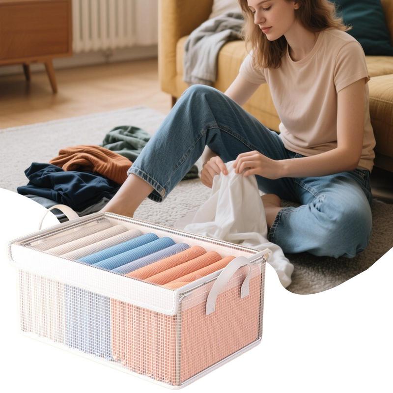 Blanket Box Clear Clothes Storage Organizer With Lid Transparent Space-Saving Stackable Multi-Functional Container Box For