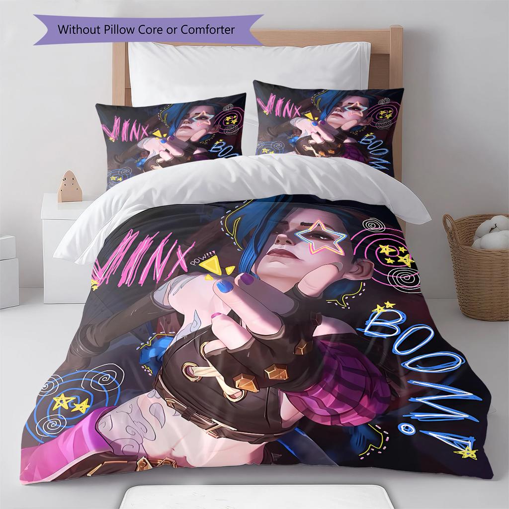 Jinx Pattern Bedding,Quilt Set Quilt Cover Pillowcase Home Birthday Gift (1 * Duvet Cover + 2 * Pillowcase, Without Core)