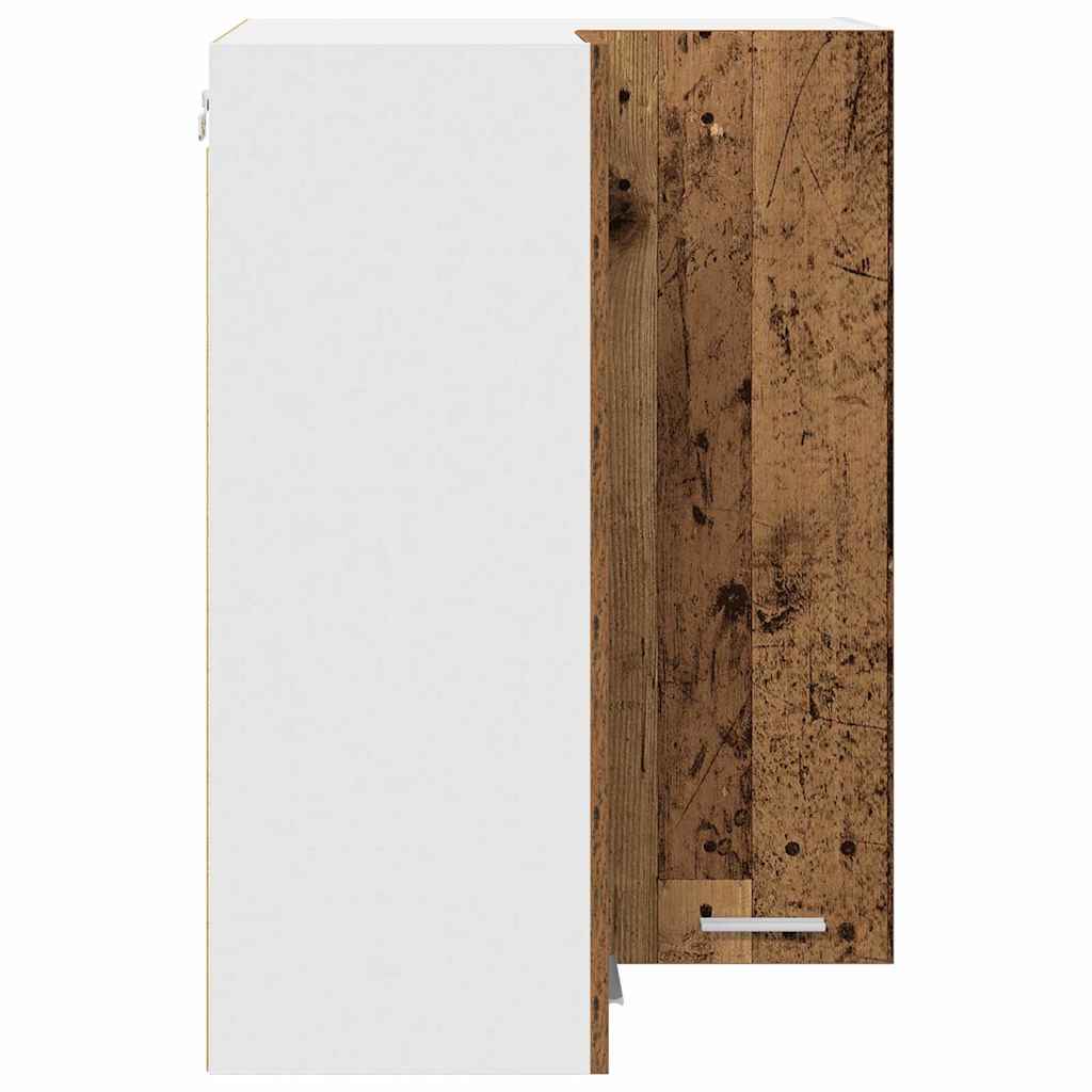 Hanging Cabinet In Vintage Wood and White 57 X 57 X 80 Cm Engineered Wood