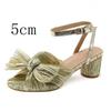 Satin Bow Thick With A Line Buckle Sandals 2025 New Gentle Wind French Fairy All Match Sandals