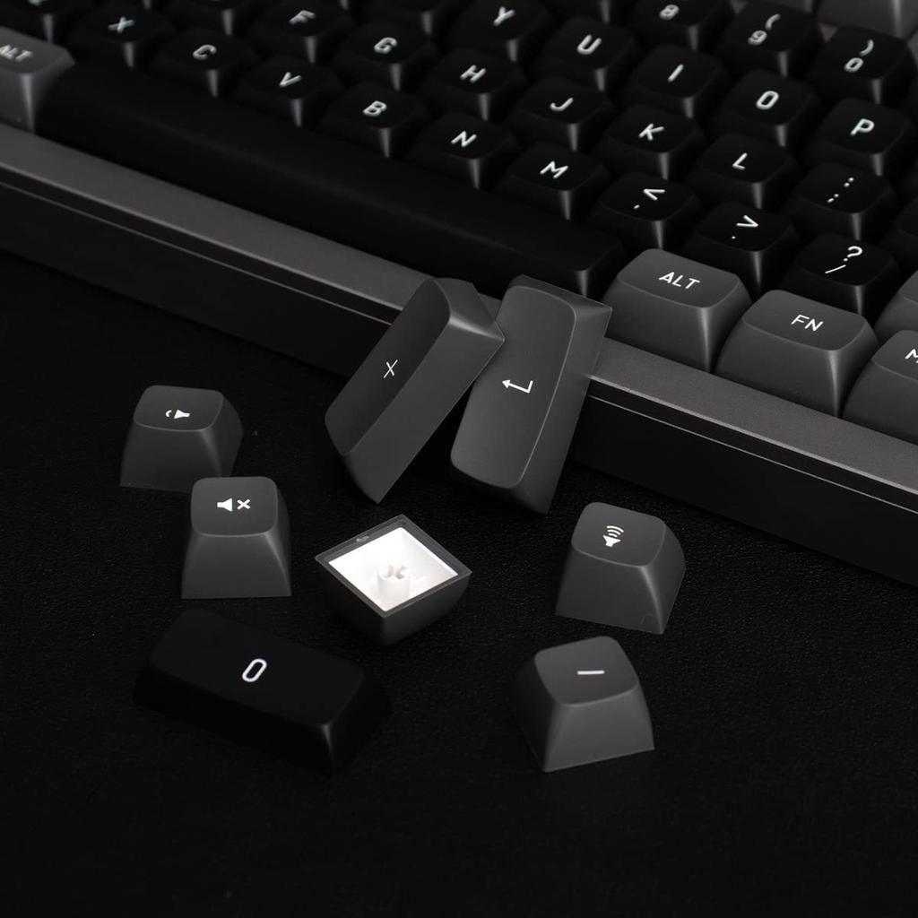 Mintcaps Grey Black Keycap Set, 150 Keys, MSA Profile Double-Shot Custom Keycaps for Cherry MX, Gateron, Kailh Box Switches