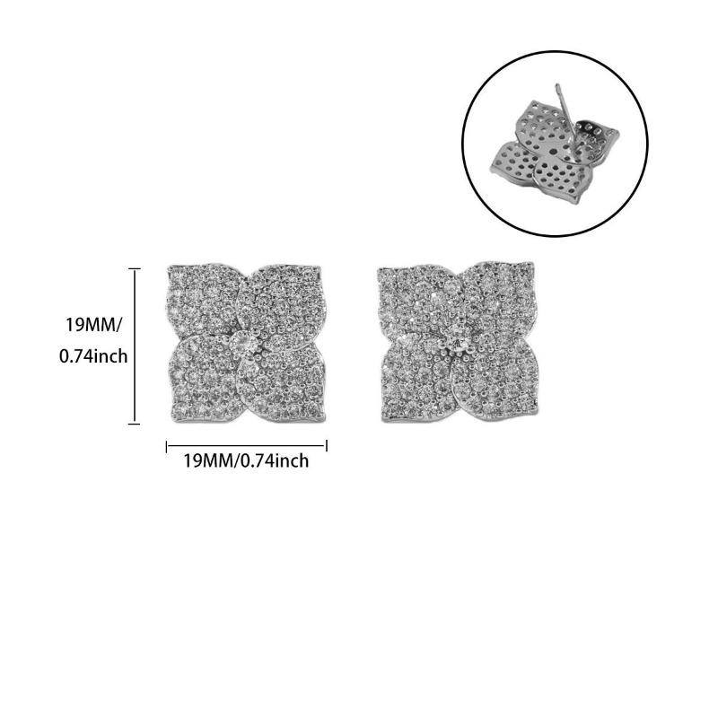 

Full of zircon four-leaf flower earrings for women s high-end niche design earrings, light luxury fashion versatile flower earrings