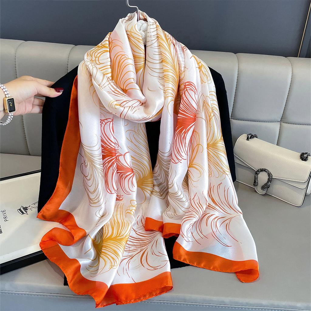 180*90cm Large Silk Satin Scarf Women Fashion Printed Scarf Spring And Summer Styles New Shawl Wrap Female Hand  NEW