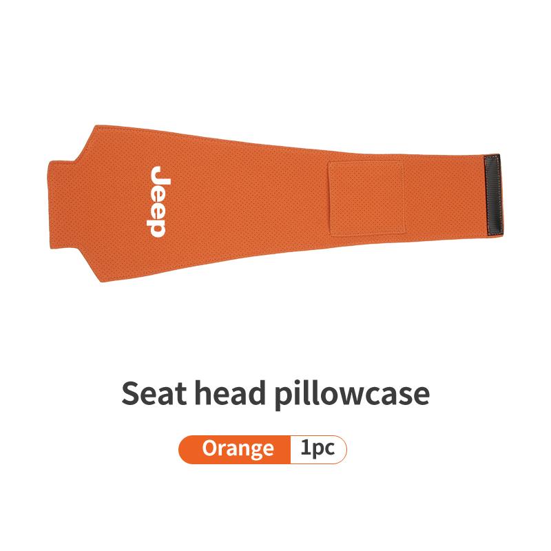 Car Logo Headrest Cover Leather Storage Neck Pillow Case Accessories For Jeep Renegade Compass Grand-Cherokee Wrangler-JK ALW1