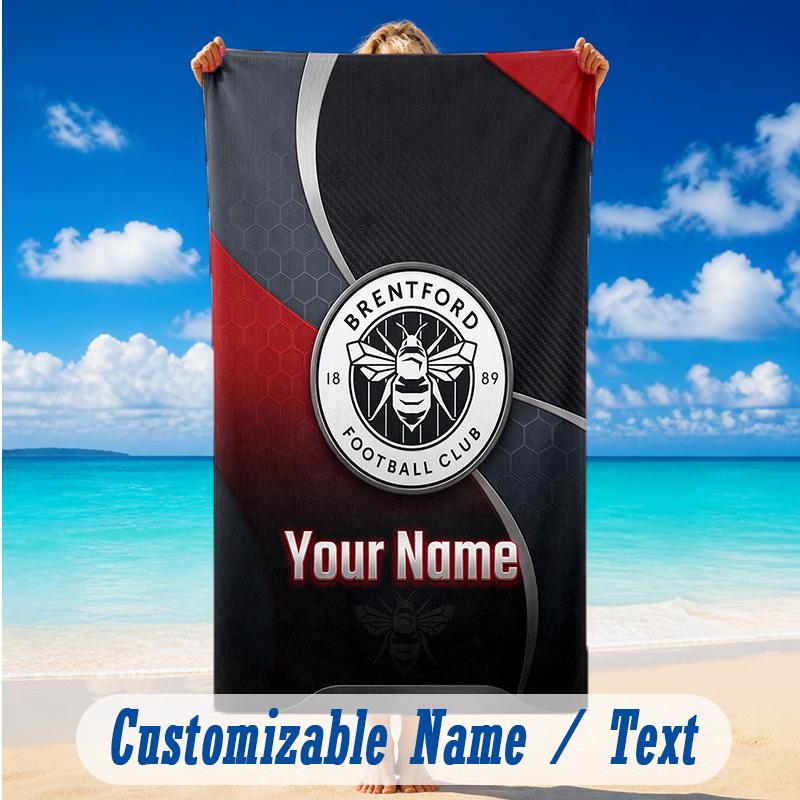 Beach Towel Custom Name Text, Quick Dry Large Towel For Beach HomeBrentford Football