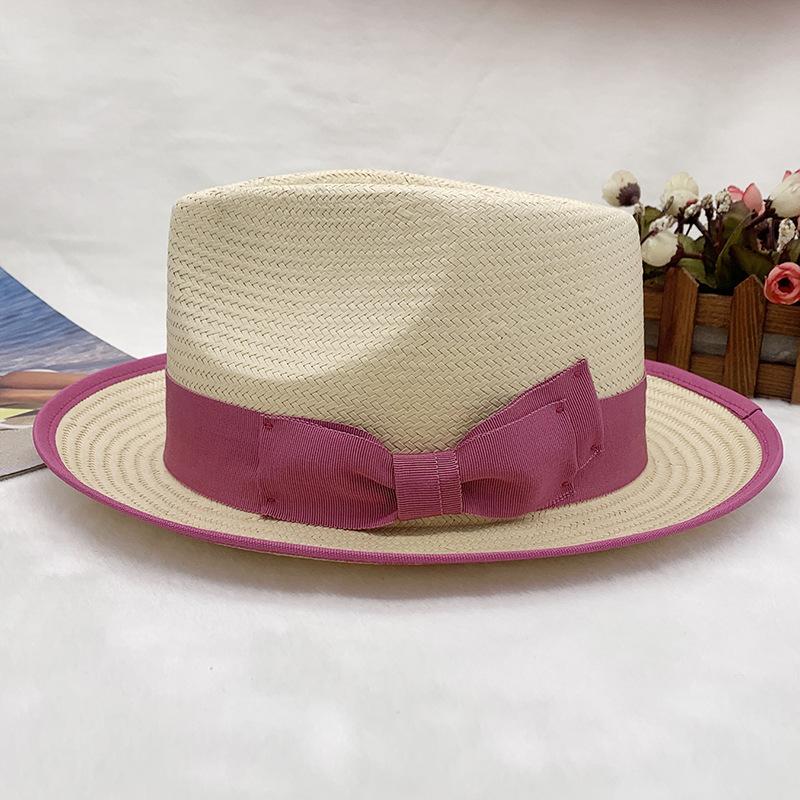 straw jazz hat for Men's and Women's Handmade Woven Sunshade Jazz Straw Hat with Summer Hat Binding and Color Matching Design