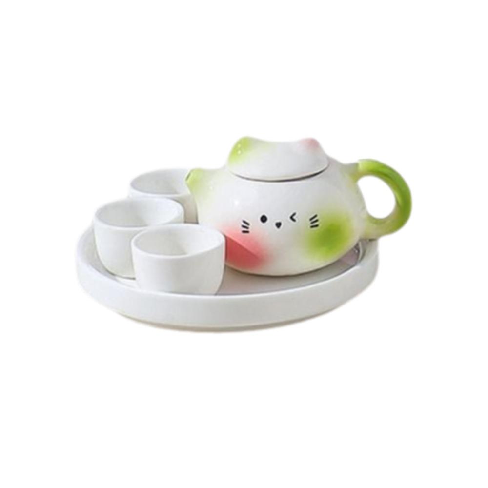 Chinese Style Milk Tea Lid Accessories Exquisite Ceramic Cat Ear Pot  Hotel