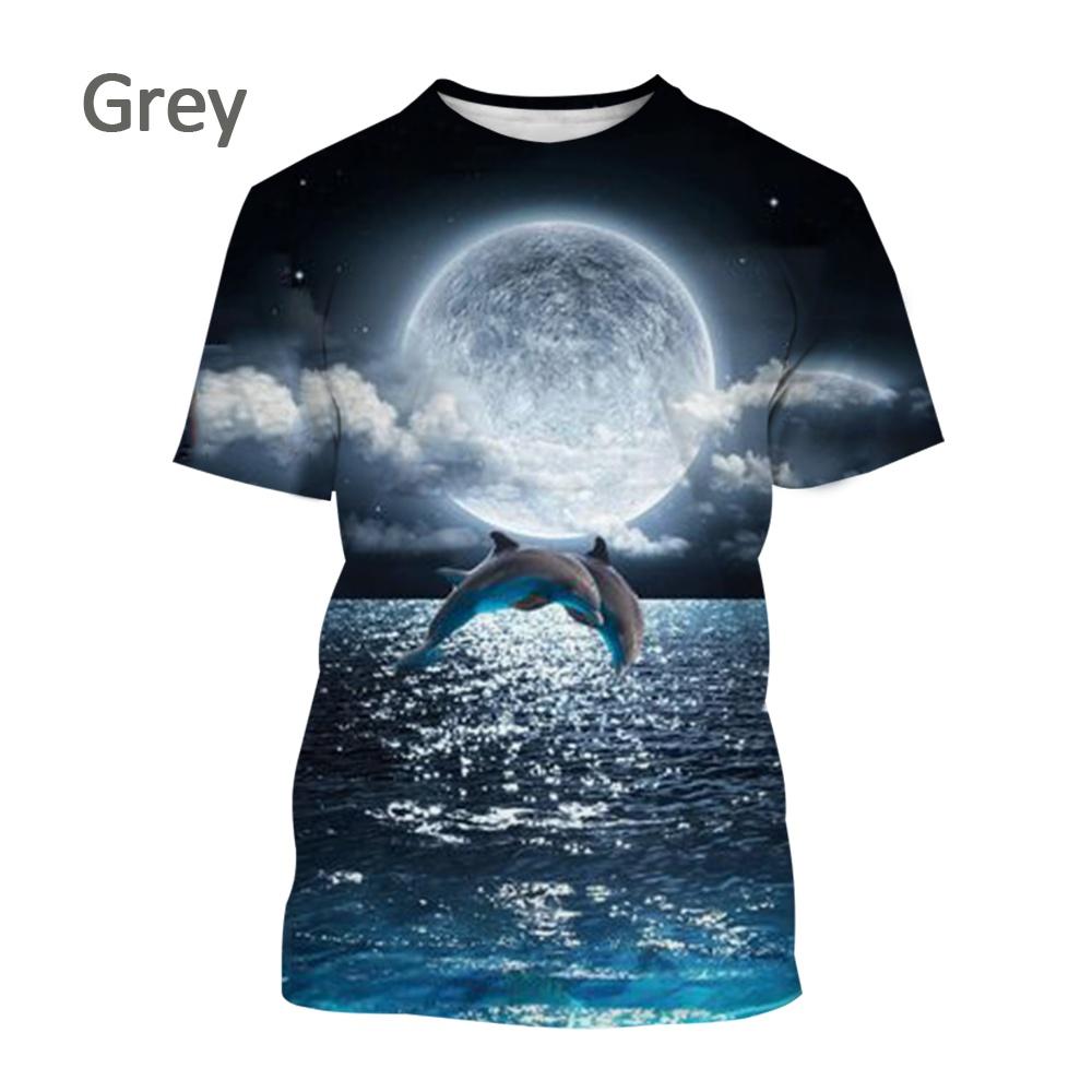 Hot 3d Dolphins Animal Prints for Men and Women Summer T-shirt Personality Cute Trend Round Neck T-shirt