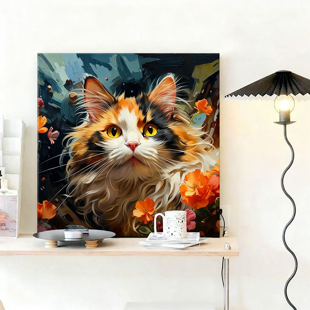 5D Diamond Painting Cat Full Diamond Mosaic Animal Embroidery Flower Craft Kit Handmade Gift