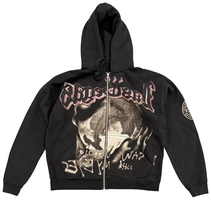 Europe, America 2025 American Graffiti Printing Men's and Women's Loose Casual Zipper Hooded Sweater Trendy Brand