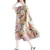 Plus Size Chiffon Color Block Round Neck Dress for Women
