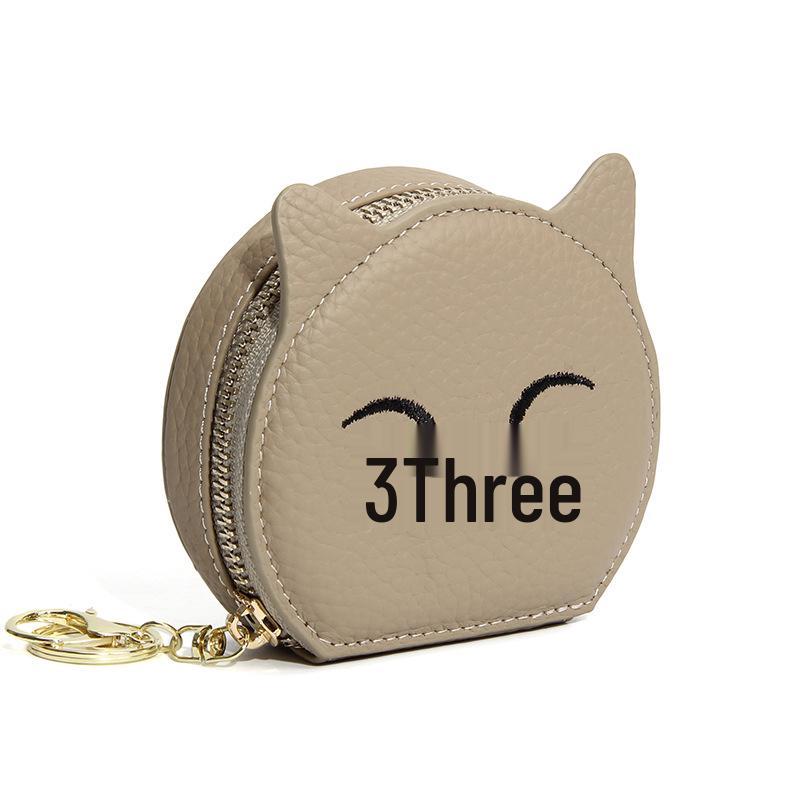 Cute Cowhide Coin Purse & Earphone Storage - Girls' Zipper Wallet with Pendant Decoration