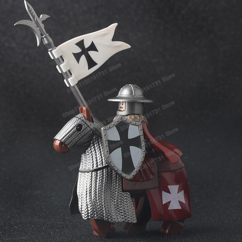 Medieval Knight Serie Figures Building Blocks Warrior Soldiers Guards Lion Heart Hospital Teutonic Knight Battle Pastor Kid Gift