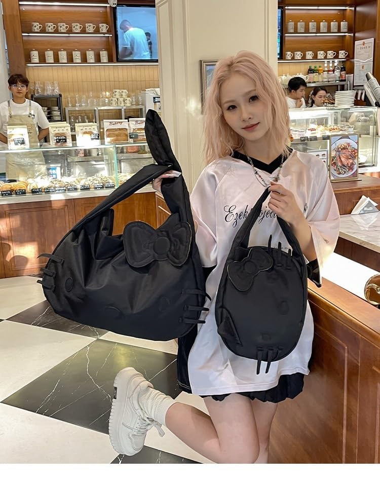 Shoulder Fake Shoulder Crossbody Tote Character Goods [Moiiss] Bag, Bag, Bag, Bag, Bag, Casual, Cute, (Black, M) [Item]