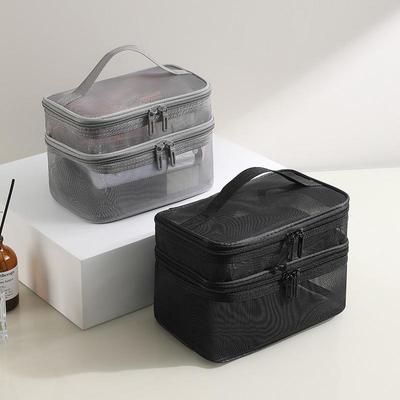 Large Capacity Travel Toiletry and Makeup Bag with Mesh Compartments