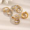 MamacitaSlay 316L Stainless Steel Zircon Two Tone Multilayer Paperclip Ring Party Waterproof Jewelry Women's Unique Ring Gifts