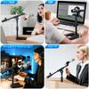 CAHAYA Microphone Stand Desktop Straight Boom 2-Way Design with Clip and Cable Cover Steel Triangular Base 1832g Height Adjustable 31-42cm 360°