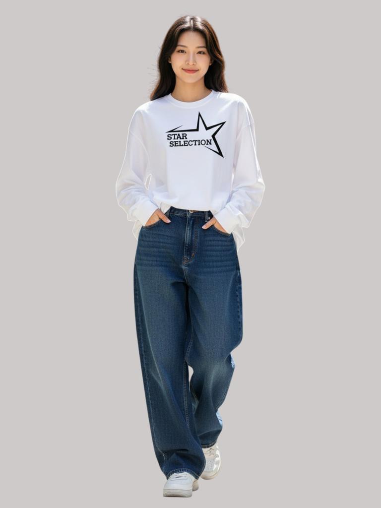 ZBLACK Star Selection Long Sleeve (White-Black Print)