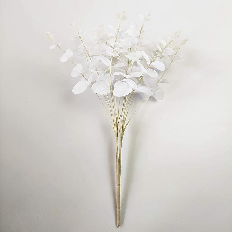 16 Koppen 50cm Kunstbloem Wit Nep Eucalyptus Bladeren Faux Eucalyptus Tak met Stelen voor Huis/Bruiloftsfeest Decor