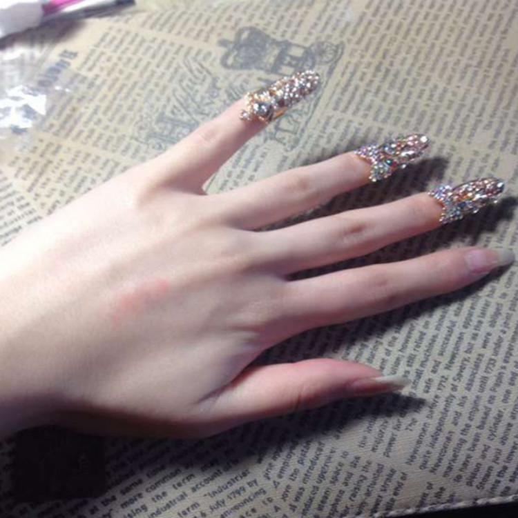 5pcs Women Bowknot Nail Ring Charm Crown Flower Finger Nail Rings