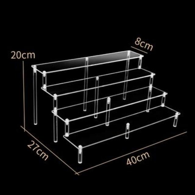 Ladder Acrylic Display Stand for Funko Figures,Cosmetics,Cupcake Perfume,Doll;Display Riser Rack Shelf for Decoration Organizer