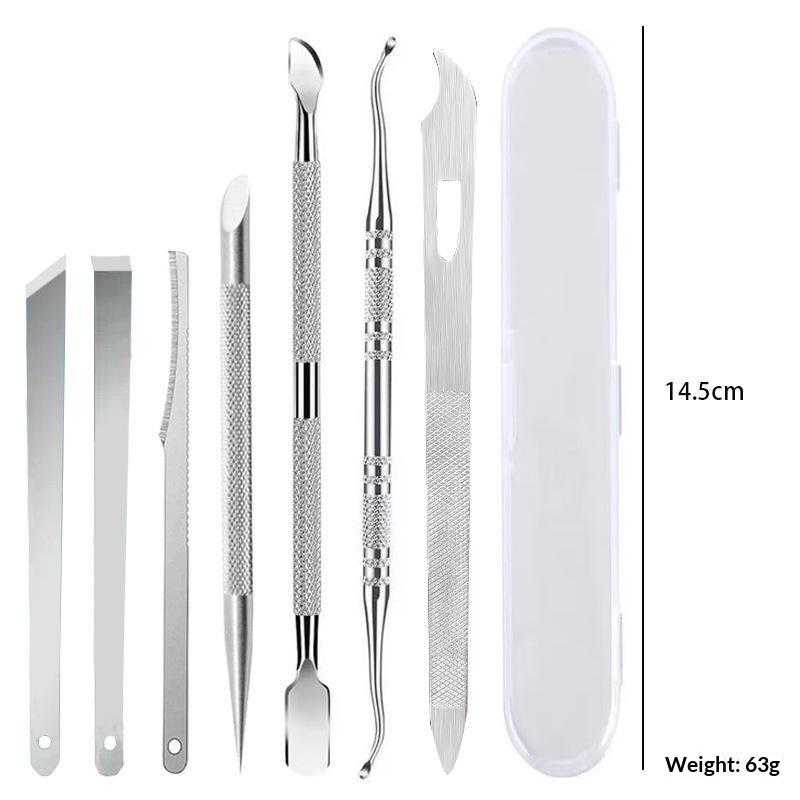 3/10Pcs Stainless Steel 7 Piece Pedicure Manicure Tool Kit Non Slip Handle Storage Case For Home Salon Nail Care