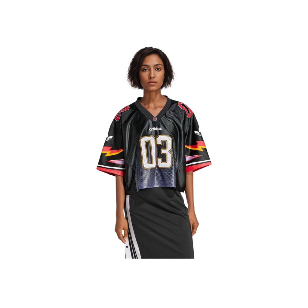 adidas Originals Pull ample à col V à manches courtes Maillot de football pour femme noir JX9217