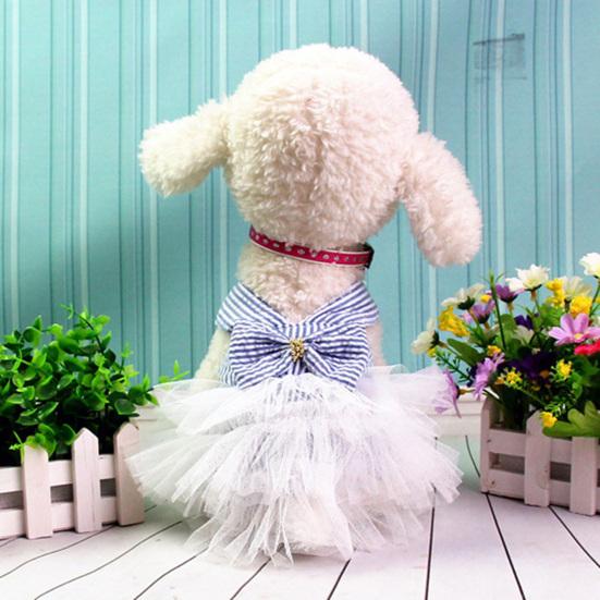 Spring Summer Fashionable Cotton Stripped Pattern Dogs Strap Dress Pet Clothes