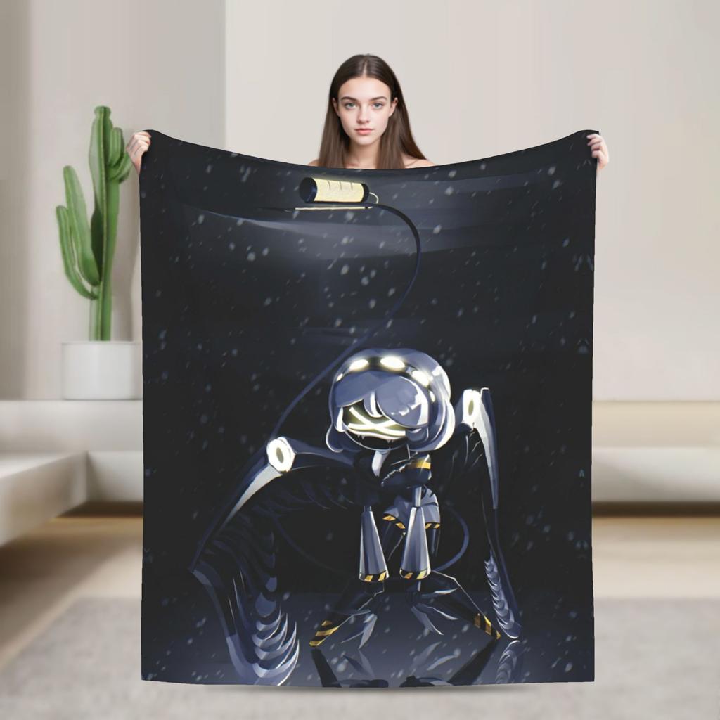 Murder Drones Game Knitted Blanket Fleece Uzi Doorman Horror Super Warm Throw Blankets for Home Couch Bedspread