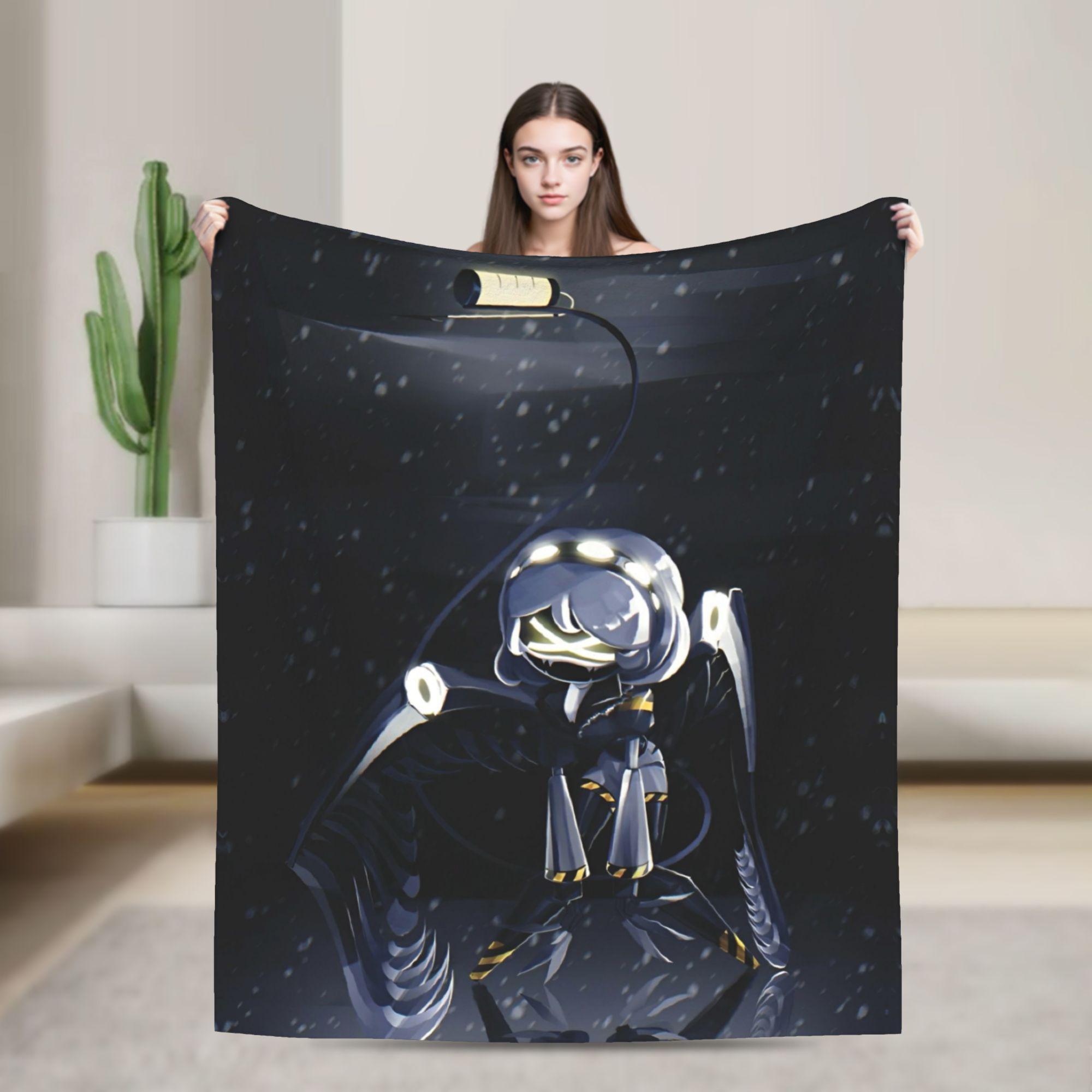 

Murder Drones Game Knitted Blanket Fleece Uzi Doorman Horror Super Warm Throw Blankets for Home Couch Bedspread 75x90cm