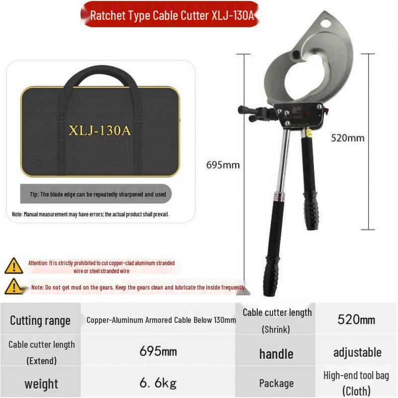 Ratchet Manual Cable Cutter J40/52/75/95/100 - Wire, Steel, Copper & Aluminum Shear