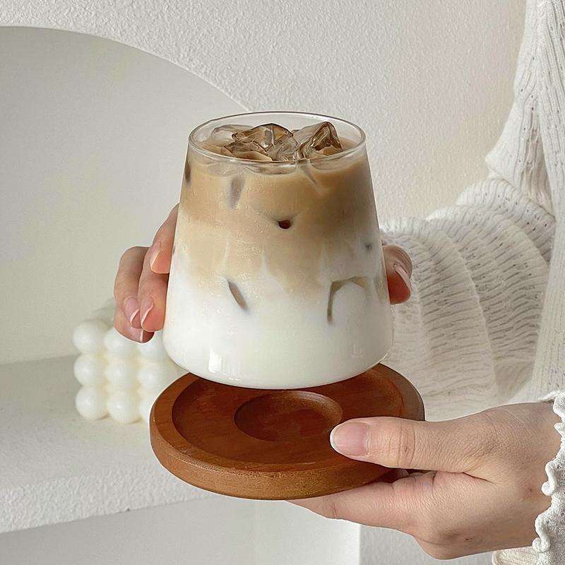 Transparent Cold Glass Cup Juice Milk Drinkware Cocktail Drinking Cup Transparent Water Bottle Coffee Mug Home Accessories