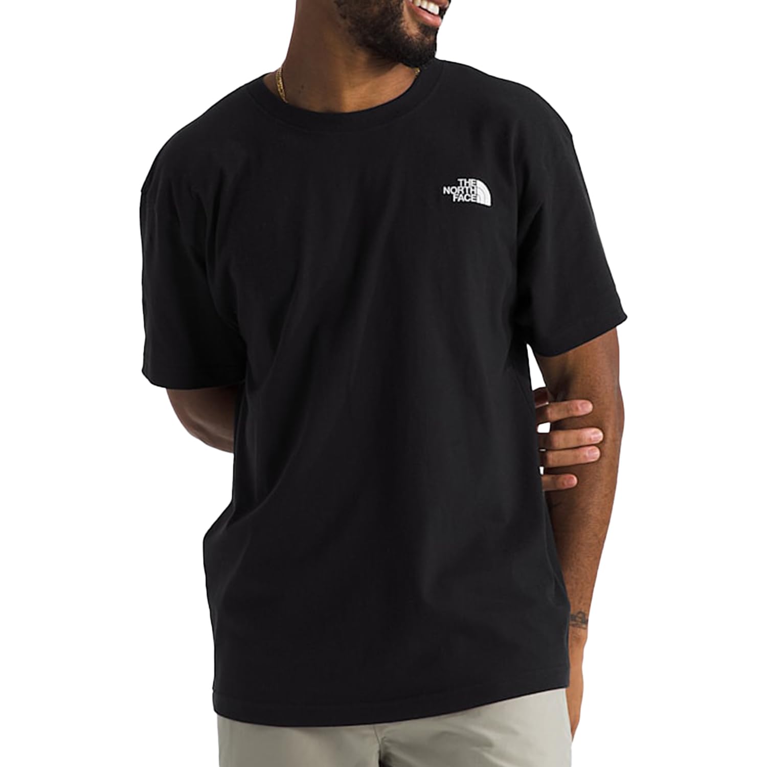 

North Футболка мужская с коротким рукавом, вышивкой Evolution, свободного кроя, TNF размер XL [The Face], Логотип, Простая, Черная, Футболка, Черный, [Б/у]