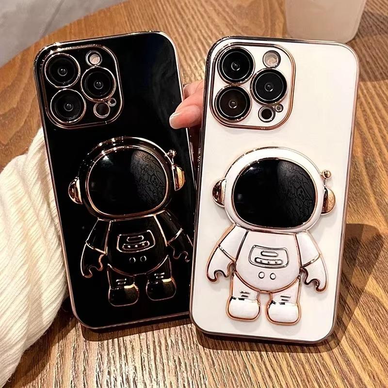 For Redmi Note 13 12 Pro Samsung S25 S24 S23 S22 Plus Ultra A05 A06 A15 A14 A16 A35 A55 A73 3D Astronaut Kickstand Soft Full Lens Protect Phone Case